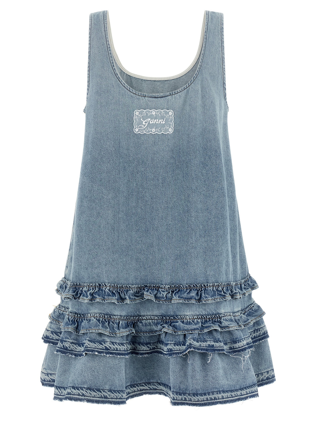 Ganni Denim Dress Dresses - Light Blue | 6111d38538bd7863ddac176e7021739269fae628