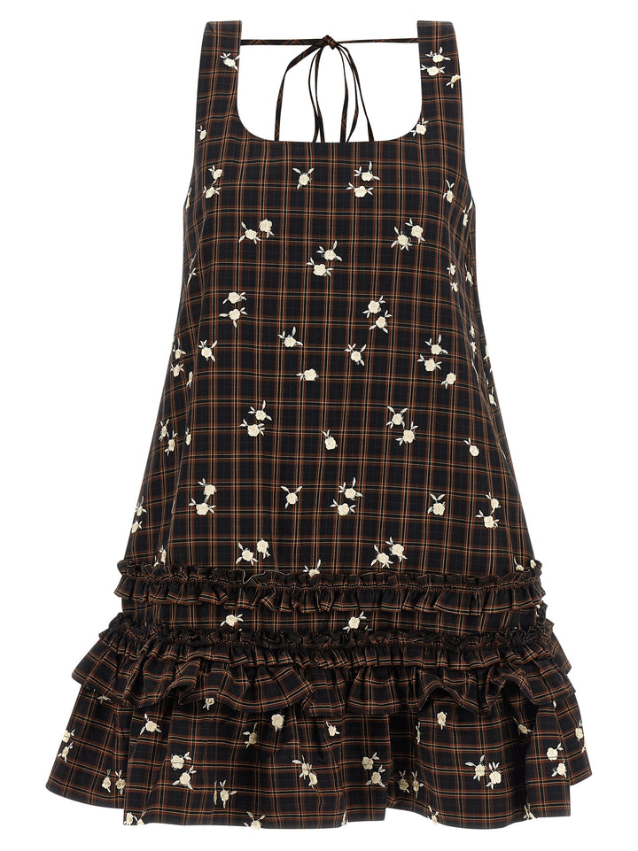 Ganni Check Flower Dresses - Brown | 81b0bf89848c23931a8f58781a0b54e8d3adf820