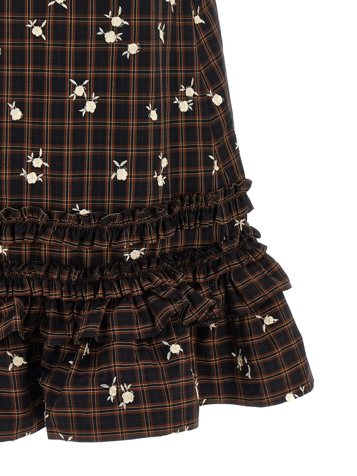 Ganni Check Flower Dresses - Brown | 2faf8a47e18ac7c099ce7be50eb4998b946a29a7