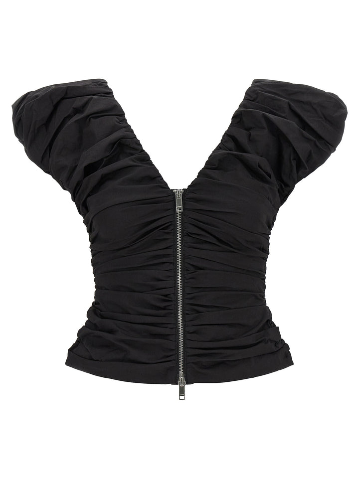 Ganni Black Ruched Tops - Black | decdda9f77f3aafd4aced1a8786f71dee1f44988