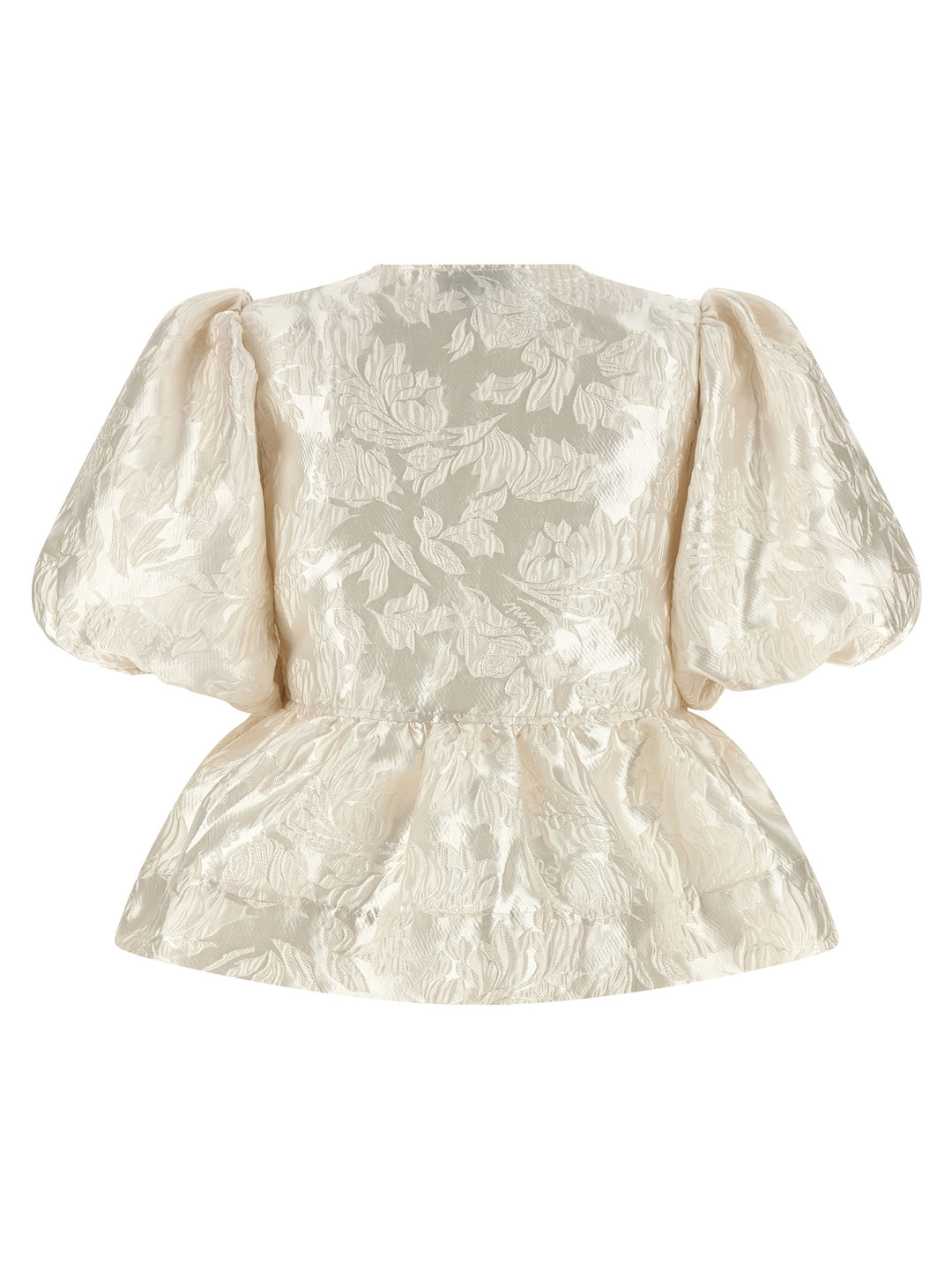 Ganni Satin Peplum Shirt and Blouse - White | bab8d4b9ee946fe97f0672672b331803c4da4d6f