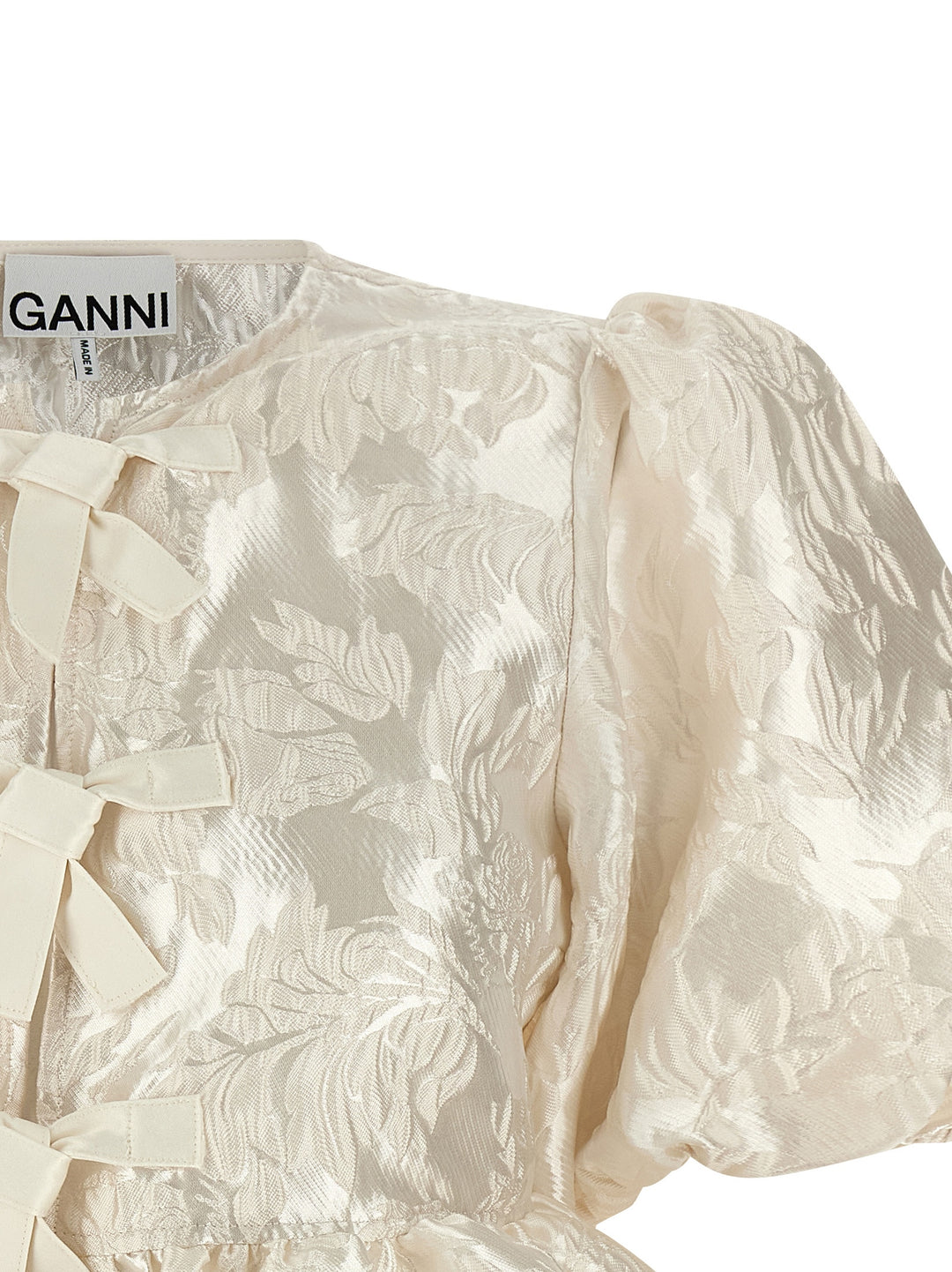 Ganni Satin Peplum Shirt and Blouse - White | 356d550f8d414c6e0025f025c6aec023c82b61c9