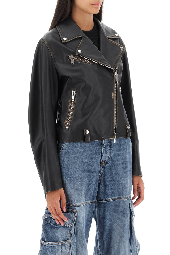 'L Edmea' Lamb Leather Biker Jacket