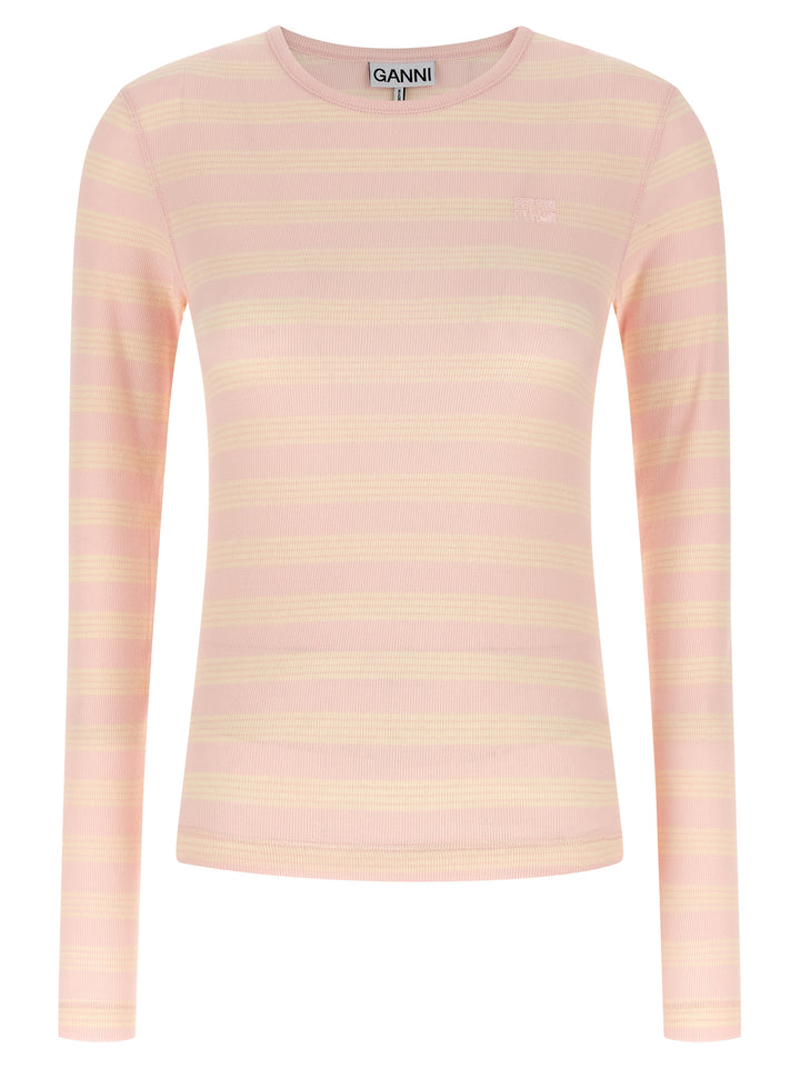 Ganni Striped Sweater T-shirt - Pink | 52e067a2c7179b7bde346d1ddd51f2d7bd4e105e