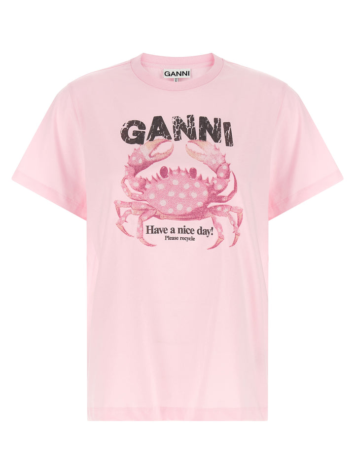 Ganni Crab T-shirt - Pink | 0e1d85d1276331c6d767983fbd597815f951cf03