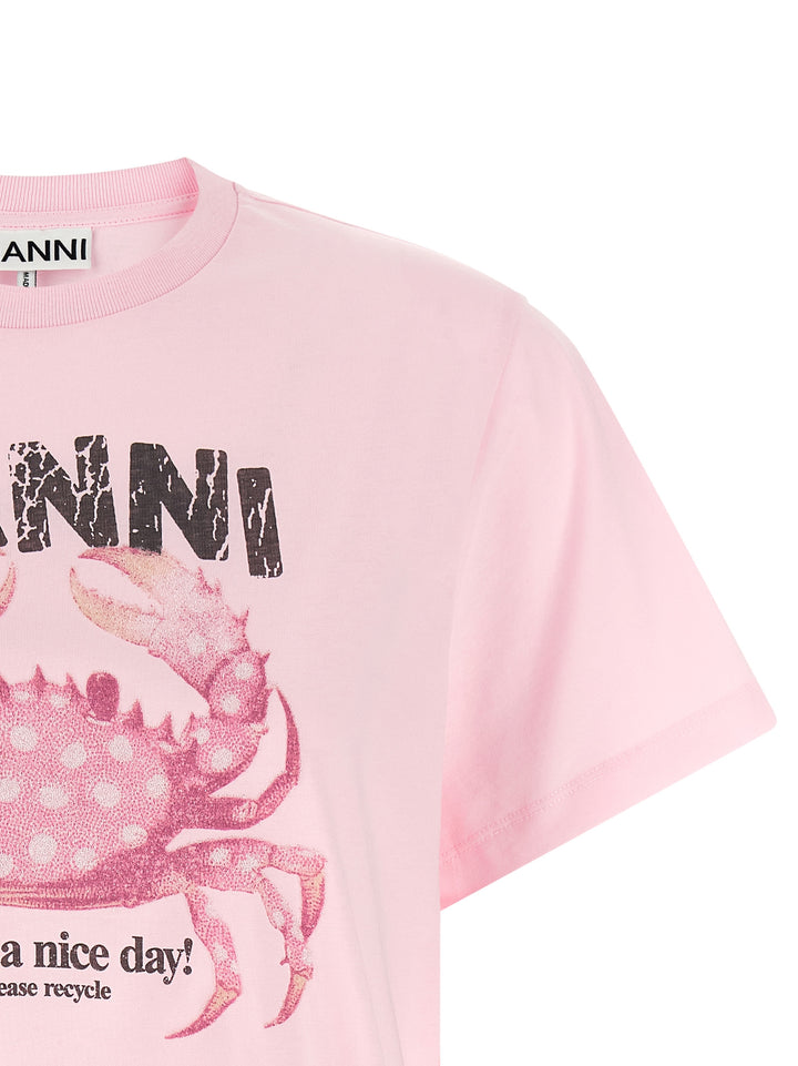 Ganni Crab T-shirt - Pink | f10ba6d74c9dad9ae8e030367a277d2d847c26bb