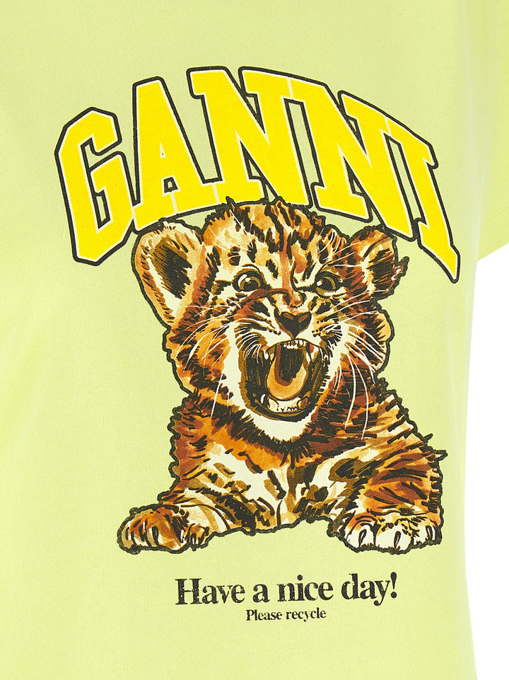Ganni Tiger T-shirt - Green | 50d8b16335804e3c67d7c3057c5e03414f8b45eb