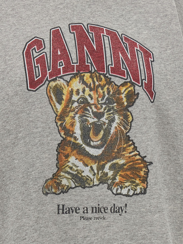 Ganni Grey Tiger Sweatshirt - Gray | 0886e3d72addf874a4ea1b9ab7ae0480ffc9a347