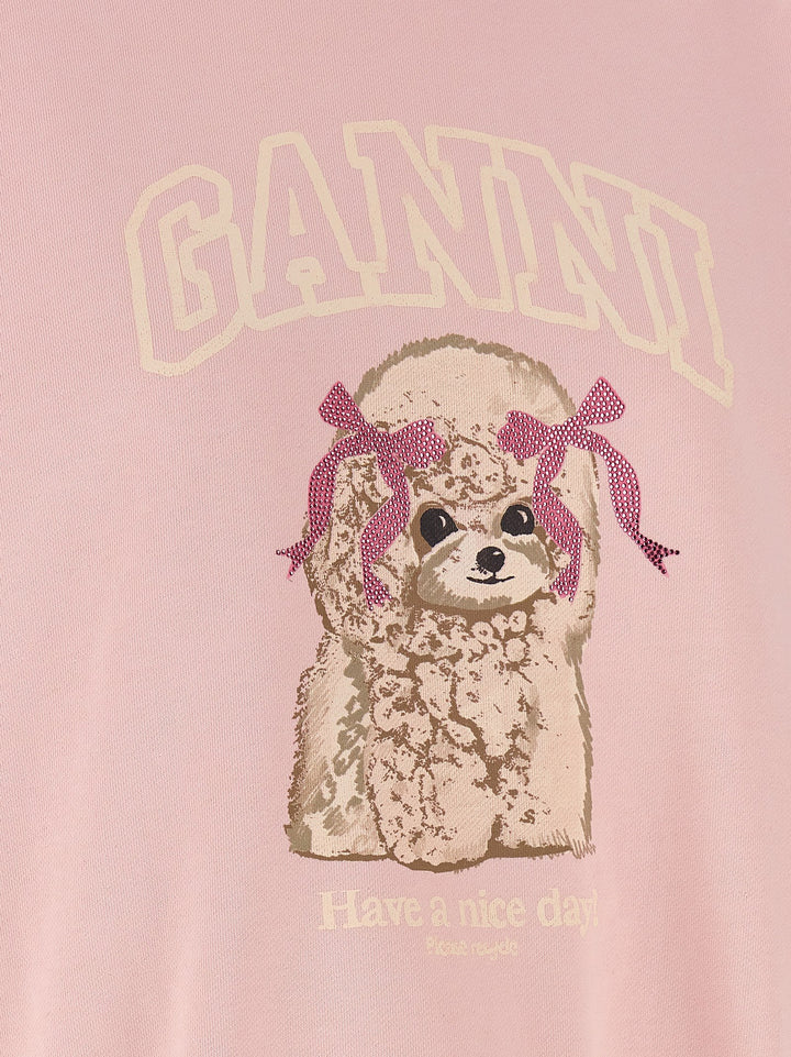 Ganni Front Print Sweatshirt - Pink | a0b5a41677933a049b22a488c0c53236083e98e2