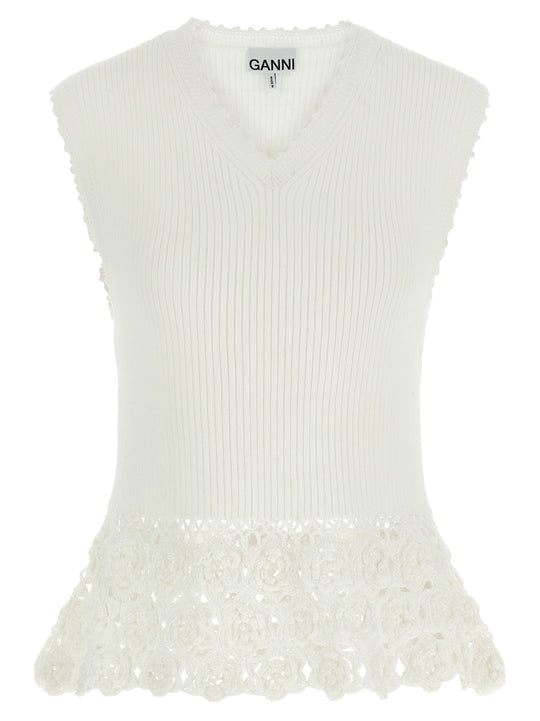 Cotton Crochet Gilet White