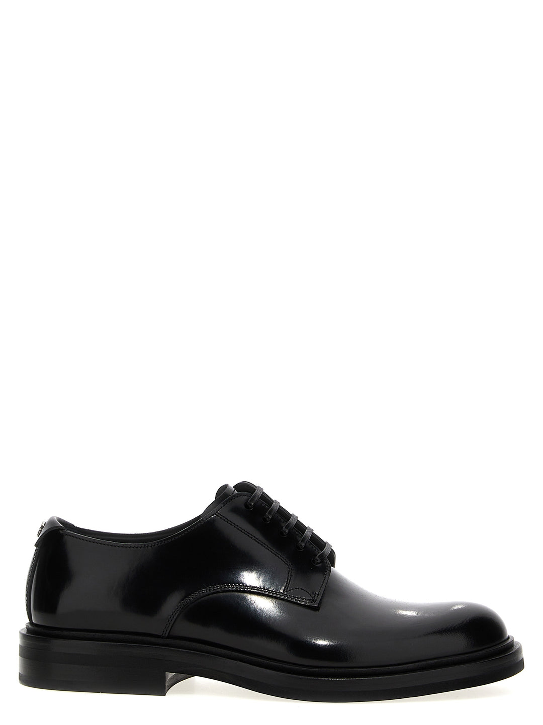 Brushed Leather Derby Lace Up Shoes Black