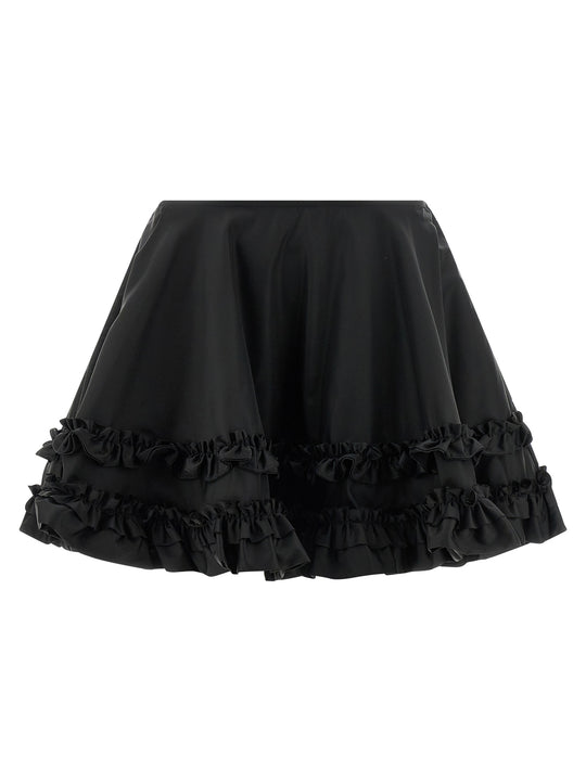 Duchesse Nylon Mini Frill Skirts Black