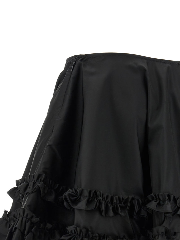 Ganni Duchesse Nylon Mini Frill Skirts - Black | ccb79212988a18bb86e09c2482429feaf21e2b4b