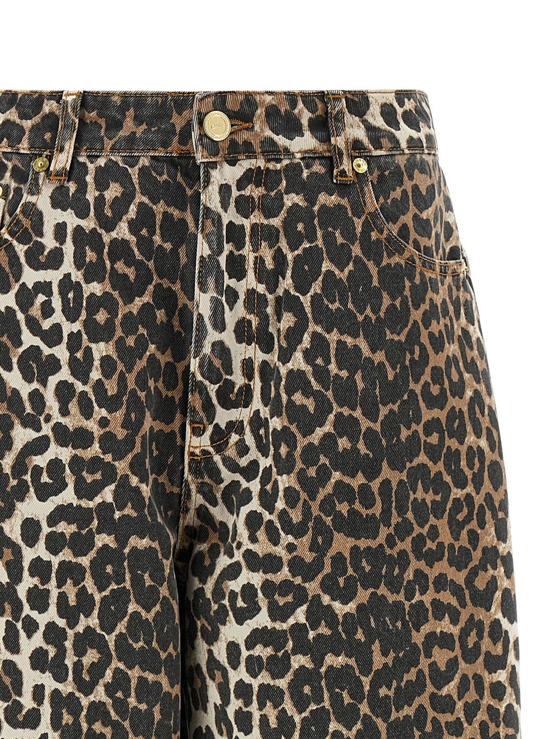 Ganni Leopard Printed Stary Jeans - Brown | 882ea3204c76b6cc25517cc0093198d75fc4af62