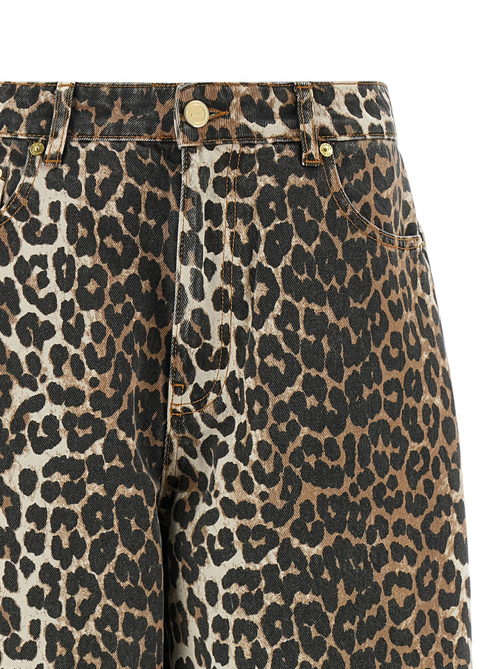 Ganni Leopard Printed Stary Jeans - Brown | 882ea3204c76b6cc25517cc0093198d75fc4af62