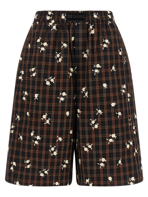Check Flower Bermuda And Short Brown