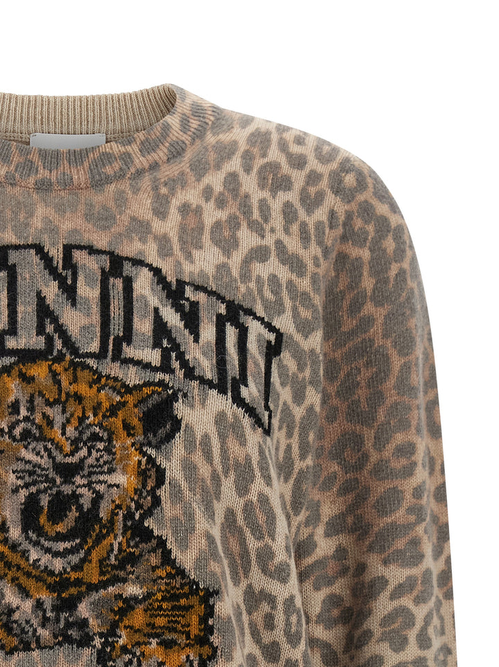 Ganni Tiger Sweatshirt - Beige | 28b35df88841dab6b4655d4dea2078f1901516f8