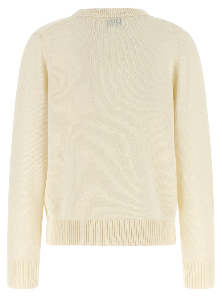 Ganni Sweater With Intarsia Sweatshirt - White | 008727aaf675c5548f97933b535a0aea38dab0b2