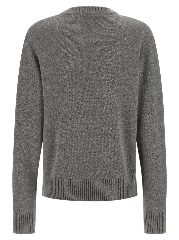 Ganni Sweater With Front Intarsia Sweatshirt - Gray | b93dad1b566d6c50aa7c6a14e1bf63df614c6c03