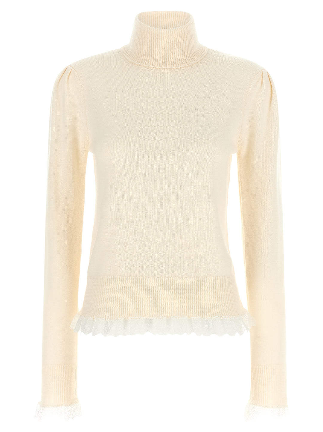 Ganni Ganni Turtleneck Sweater With Lace Trim Sweaters and Cardigans - White | c5c31b54e593c24401d33467cb428f2537e92b5a