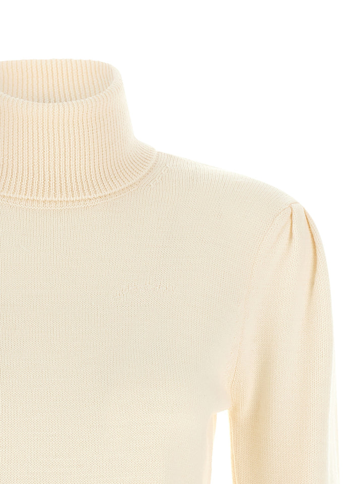 Ganni Ganni Turtleneck Sweater With Lace Trim Sweaters and Cardigans - White | ef12b29a8303a43856f5bb26b30335c1ec71eb04