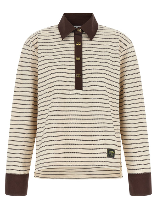 Striped Cotton Polo Shirt Sweaters And Cardigans Brown