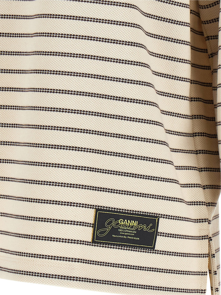 Ganni Striped Cotton Polo Shirt Sweaters and Cardigans - Brown | 912fc6849d29ec16490237286e154d2c14e5f60e