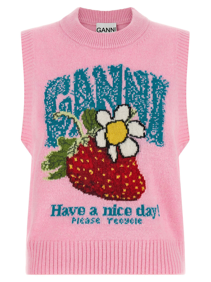 Ganni Strawberry Tops - Pink | 8df8f224e9c4c74bc1610687e69c677e6ed8daf6