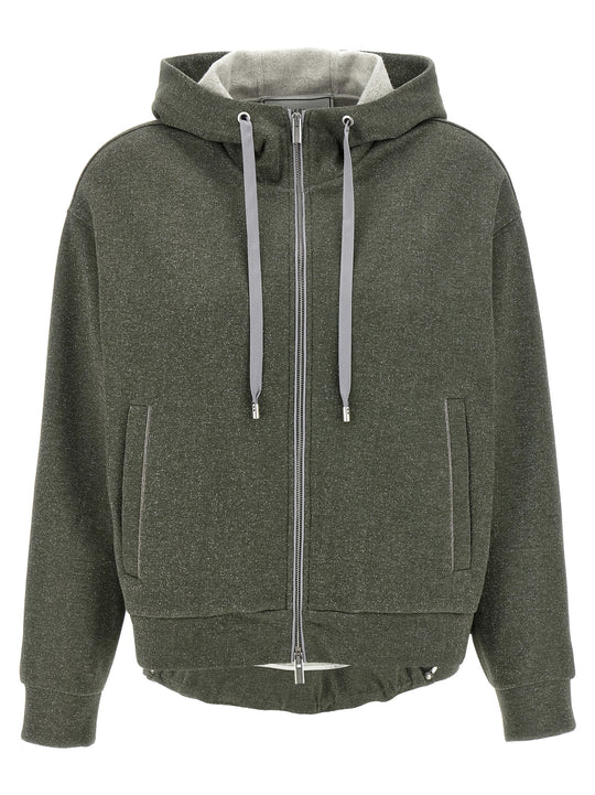 Lurex Hoodie Sweatshirt Green