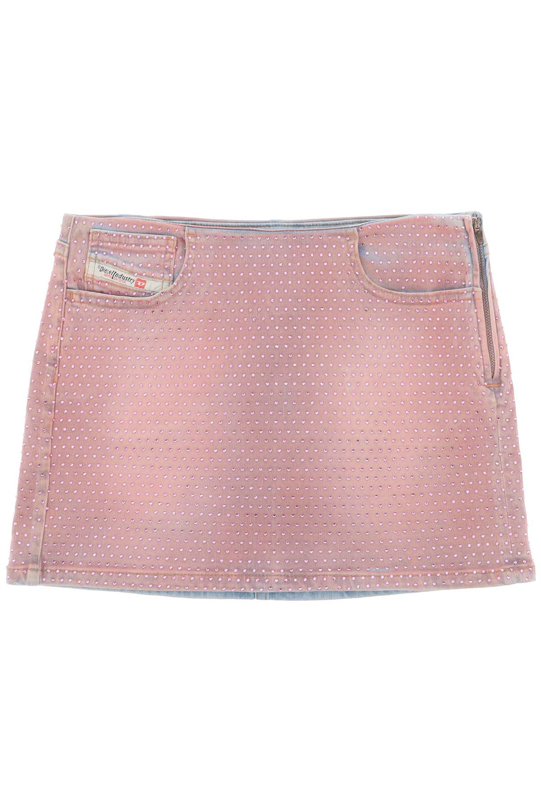 De Pra Mini Fsd1 Denim Mini Skirt With Rhinestones