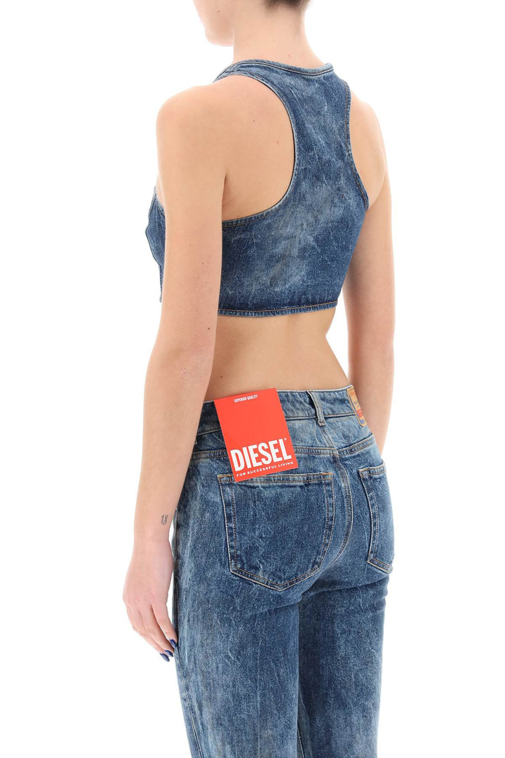 Denim Crop Top With Jewel Buckle