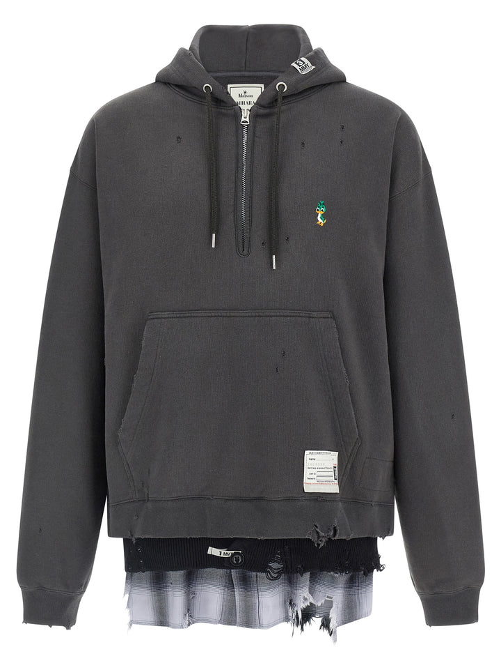 Maison Mihara Yasuhiro Triple Layered Half-Zip Sweatshirt - Gray | c3df636a7c7470a3afec14c6e256dab424534635