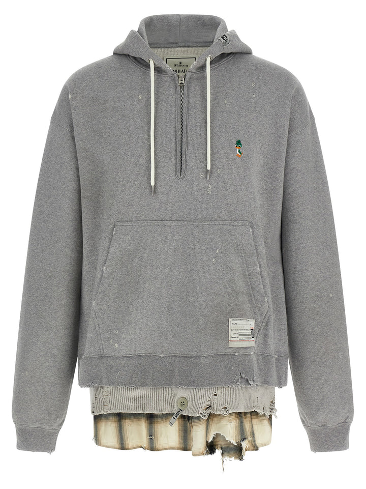 Maison Mihara Yasuhiro Triple Layered Half-Zip Sweatshirt - Black | 49de73768c8373515dc7b7f9df4fccbf9d086338