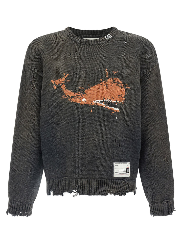Maison Mihara Yasuhiro Whale Jacquard Knit Sweaters and Cardigans - Black | 44959e2aa5026e9da6fbc476ddb5502c4c28e4bd