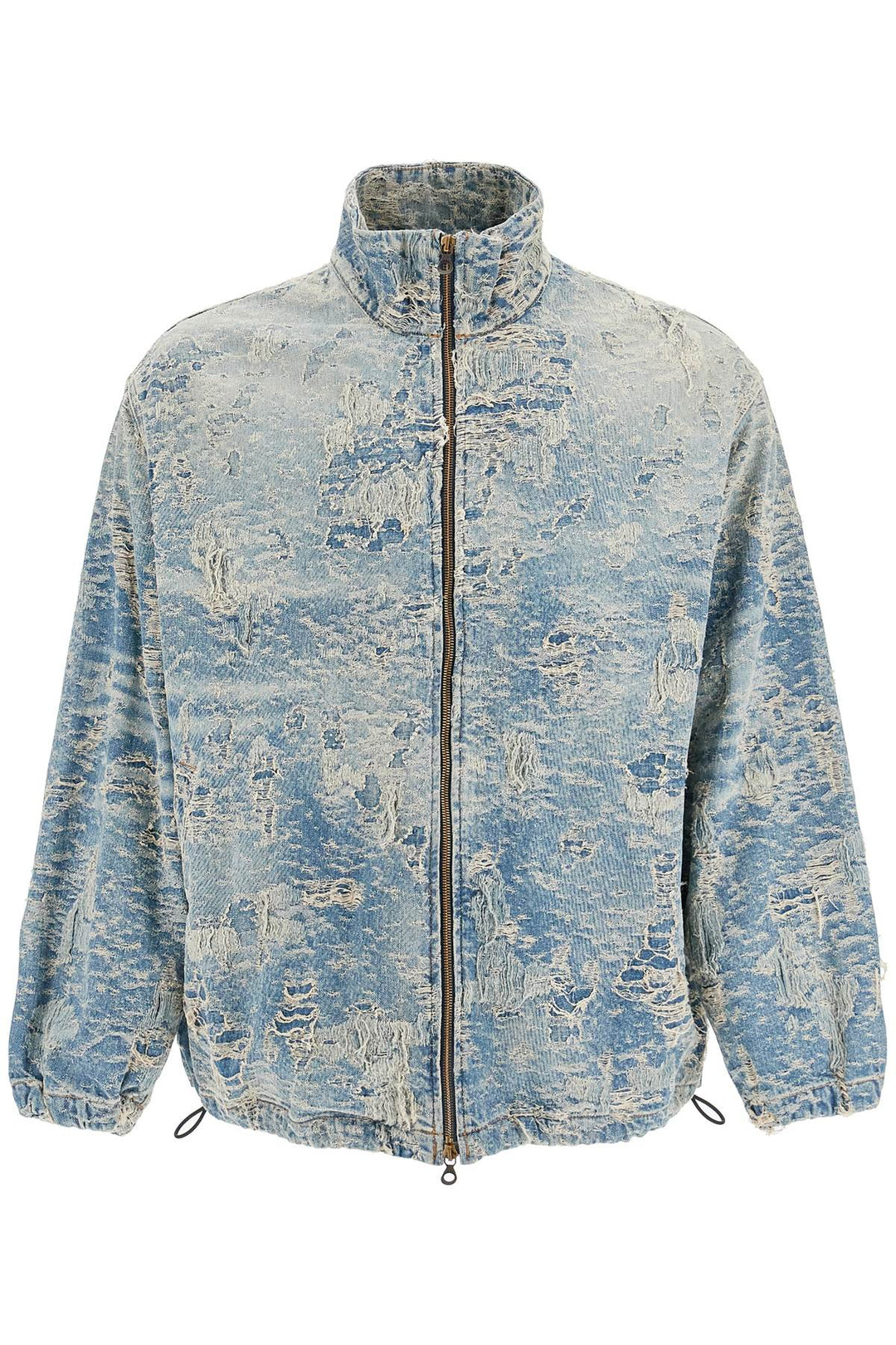 Distressed Denim Jacquard Jacket