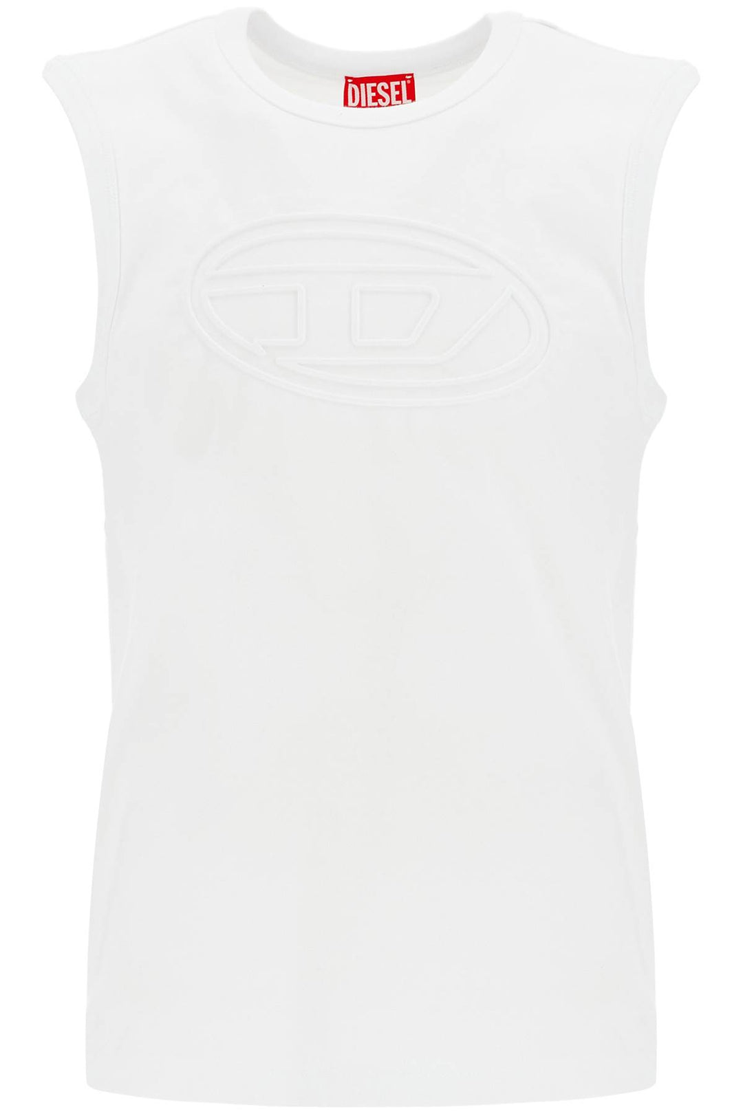 White Cotton Tank Top With Wide Neckline