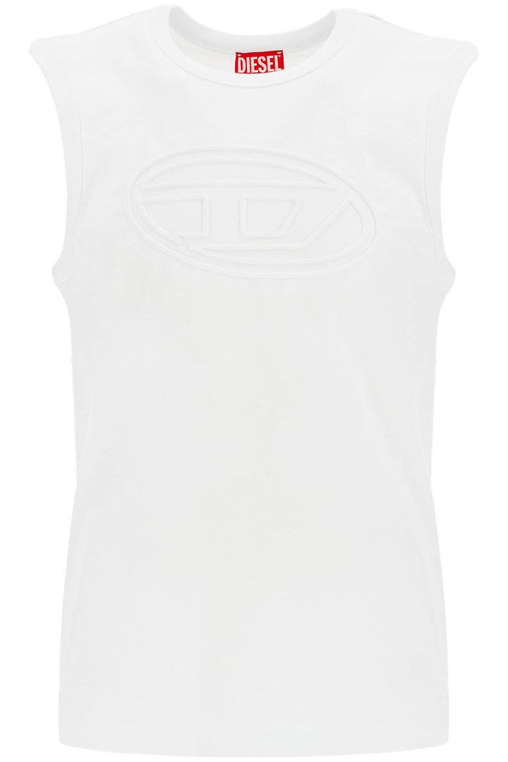 White Cotton Tank Top With Wide Neckline