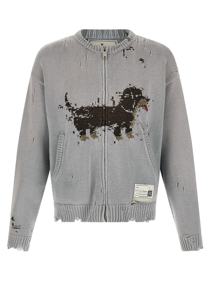 Maison Mihara Yasuhiro Dog Jacquard Knit Sweaters and Cardigans - Gray | 9fc68f19fdac1168b6301901774bcf6bd693f75d