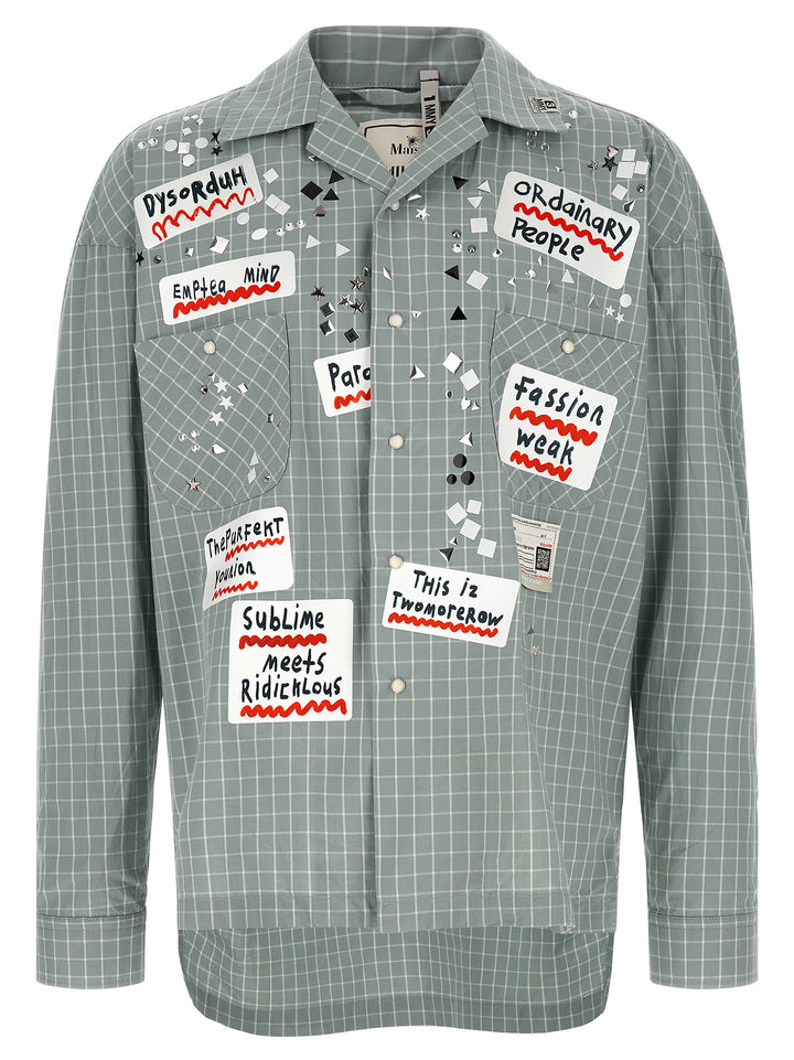 Maison Mihara Yasuhiro Shirt Adhesive Decorations Shirt and Blouse - Light Blue | 9508e21692174a72e5e13dd346374f38d8022339