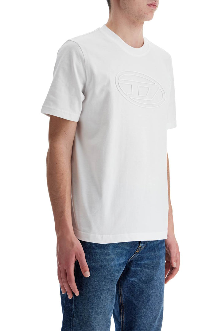 White Cotton T Shirt With Embossed Logo T Adjust Bigoval