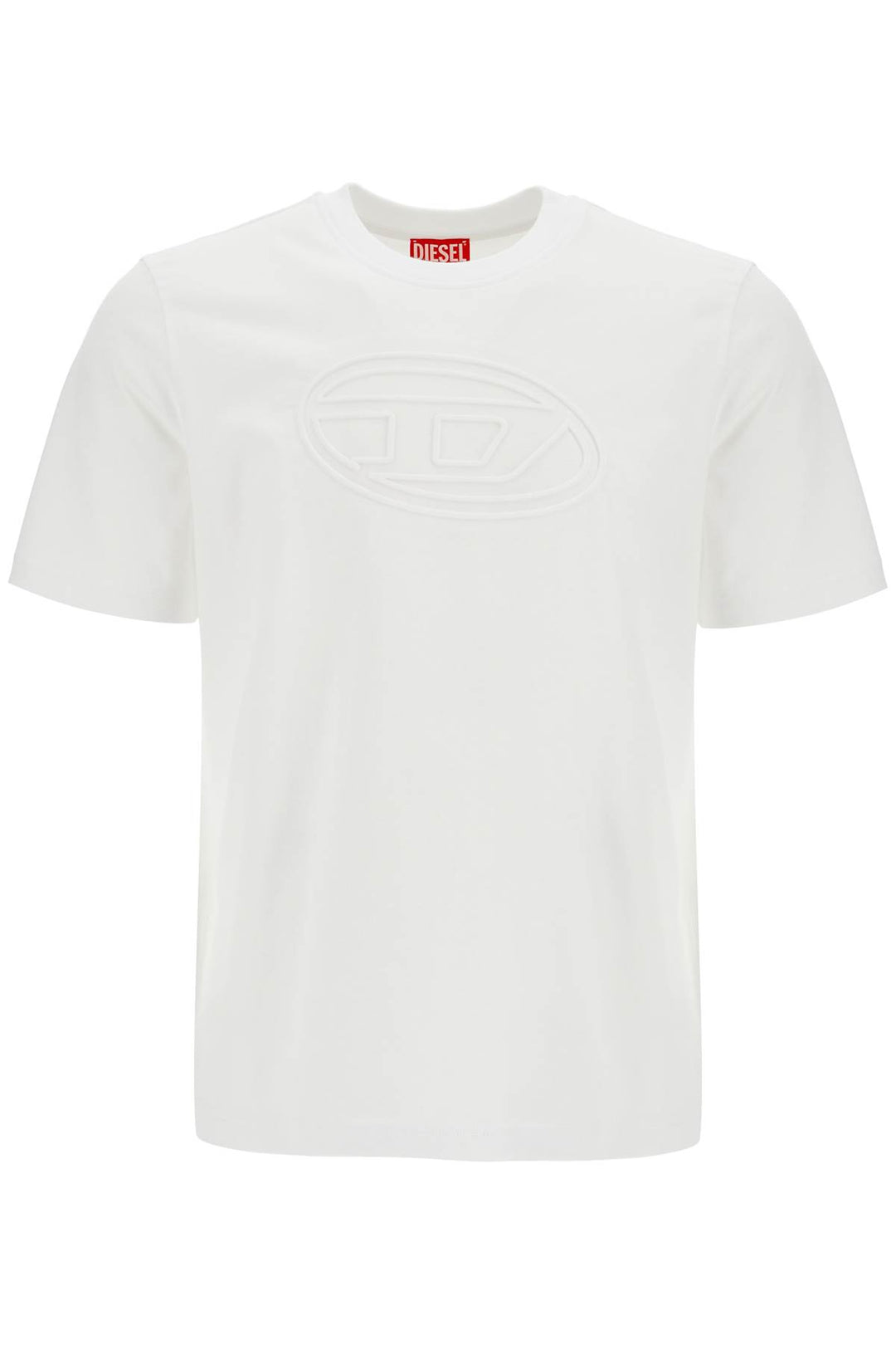 White Cotton T Shirt With Embossed Logo T Adjust Bigoval