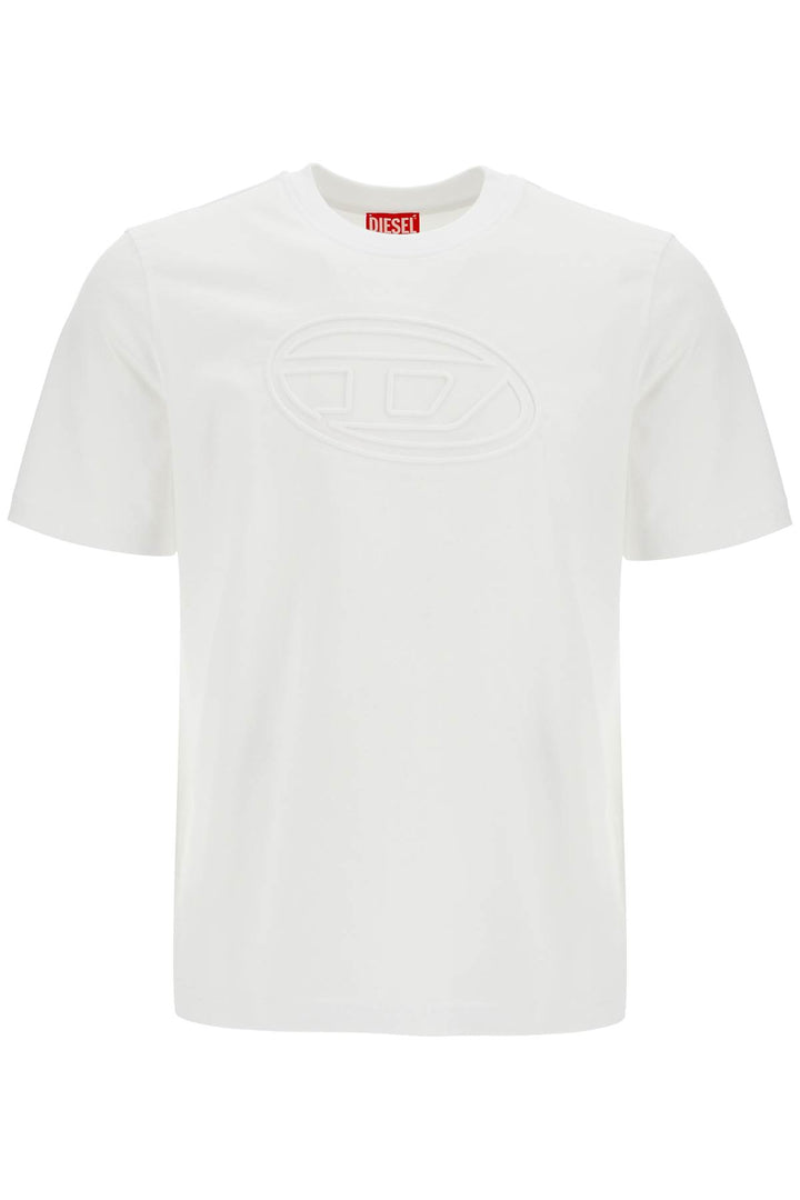 White Cotton T Shirt With Embossed Logo T Adjust Bigoval