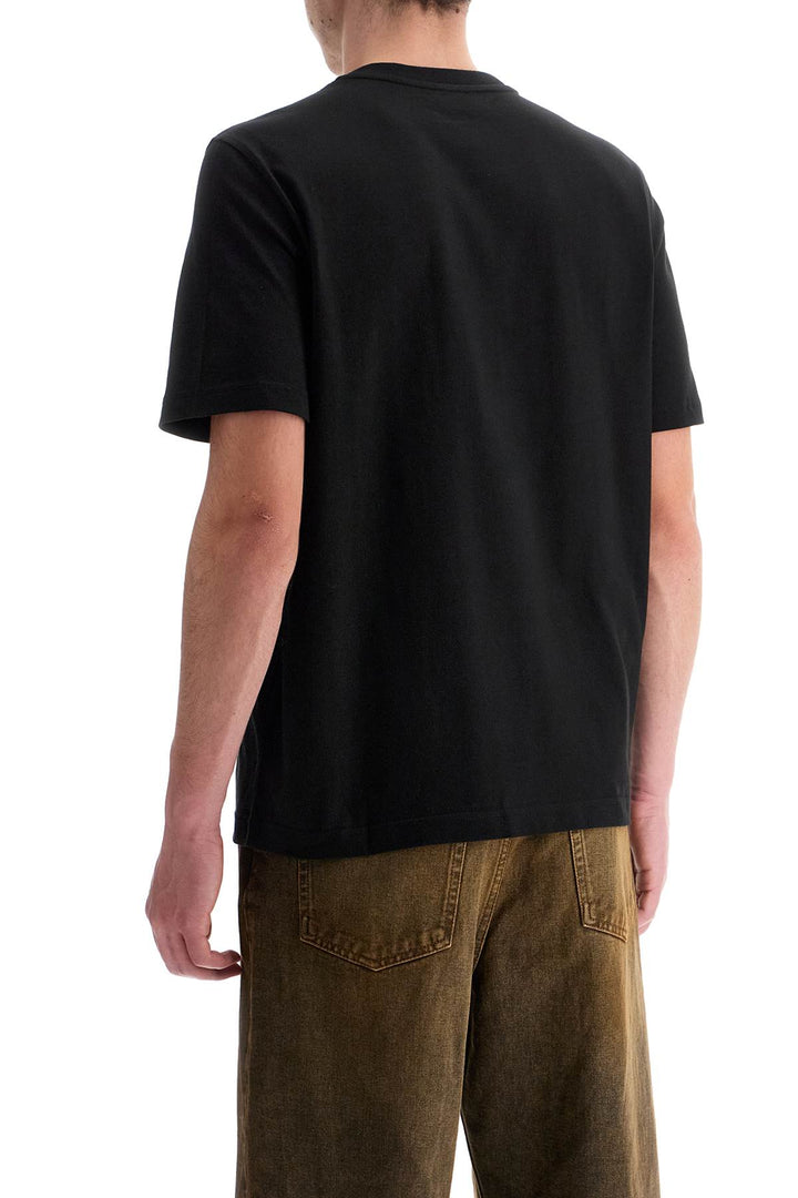 Black Cotton T Shirt With Embossed Logo