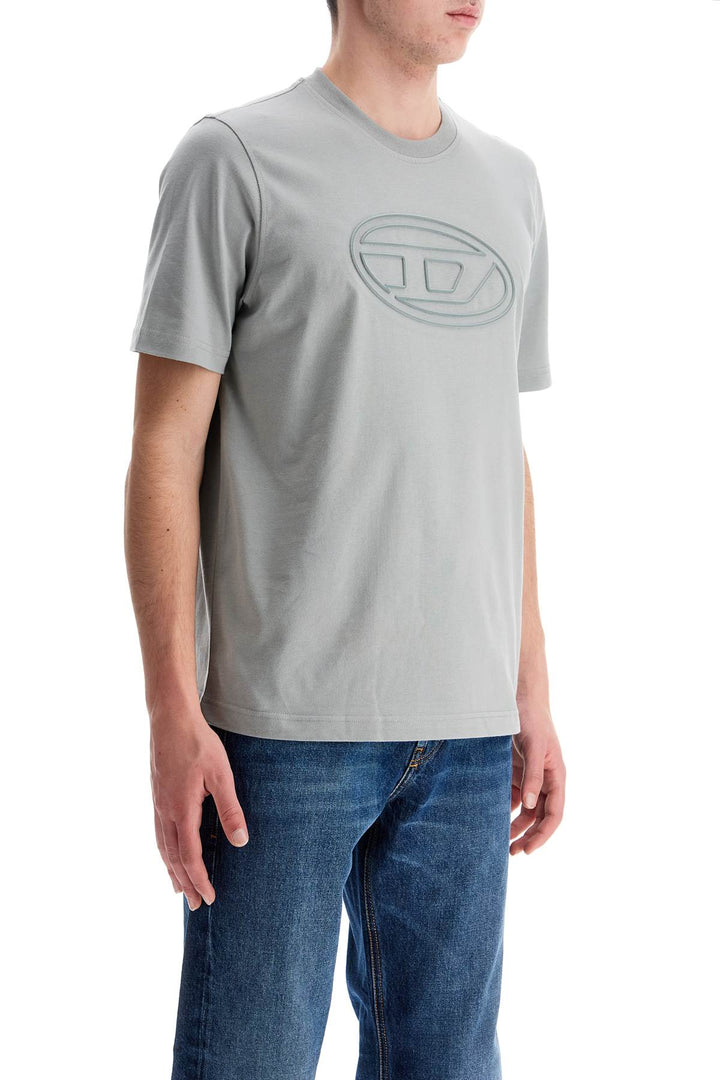 Gray Cotton T Shirt With Raised Logo