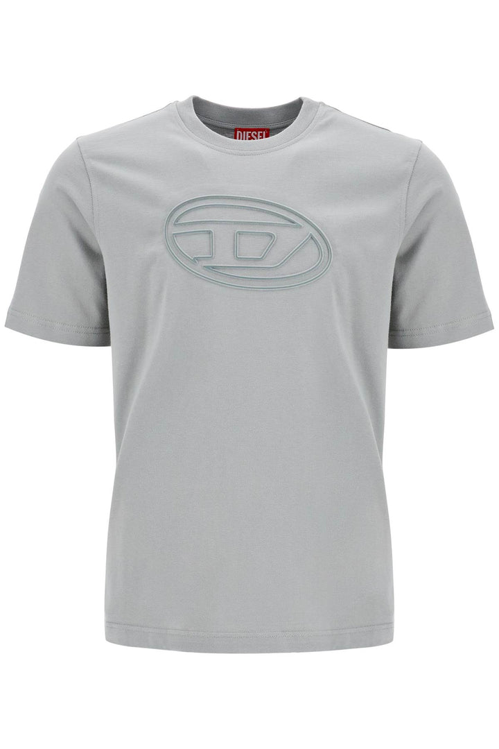 Gray Cotton T Shirt With Raised Logo