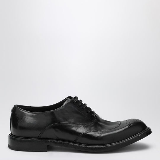 Washed Black Calfskin Lace-Up Shoe