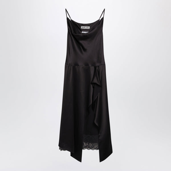 Shiny Satin Slip Dress Dark Brown