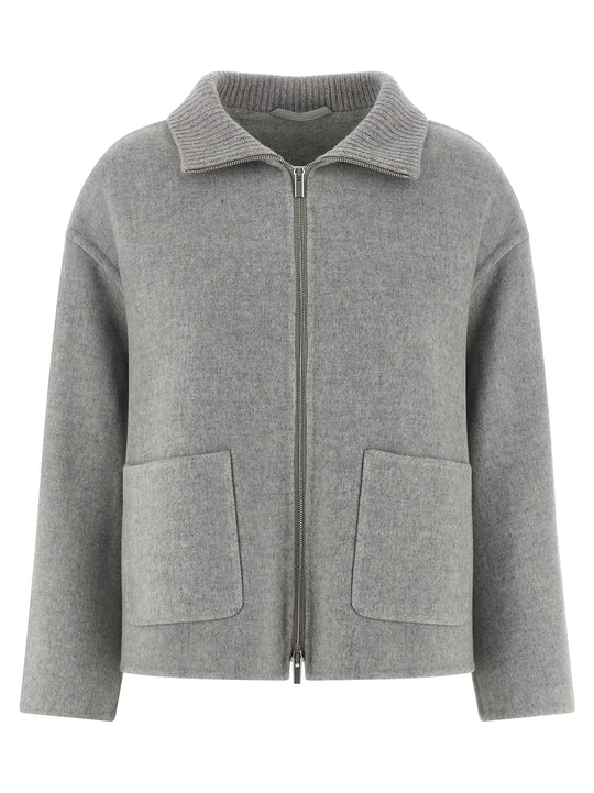 Double Cloth Jacket Puffer Jackets Gray
