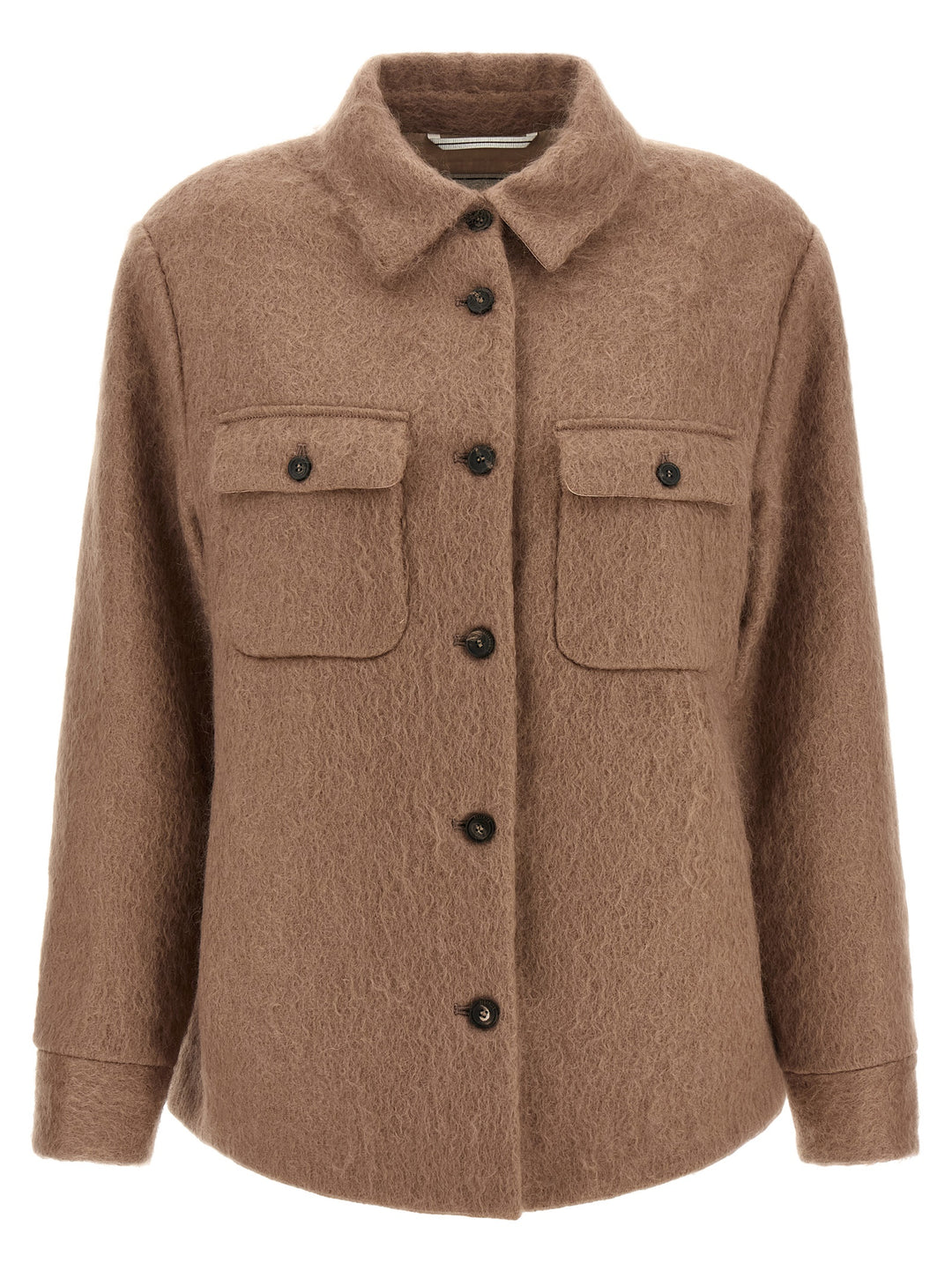 Peserico Bouclé Overshirt Puffer Jackets - Beige | 6cdeda493eeceff66dee1ed8a77787ee6f33407c