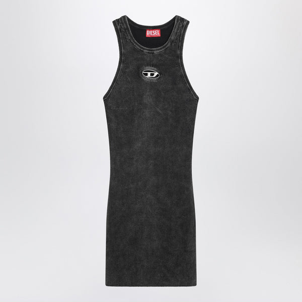 Washed Black Dress With Metallic Oval D